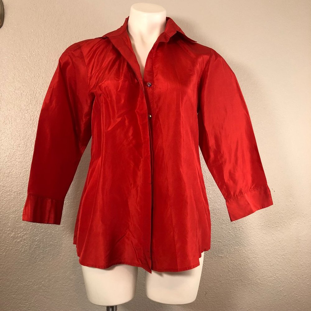 Sylvia Heisel Formal Rhinestone Silk Blouse V21